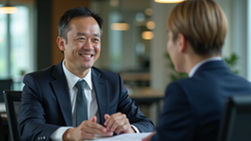 Manager having a constructive one-on-one conversation with an employee, both showing positive body language and engagement